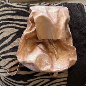 Rose Gold Leather Backpack